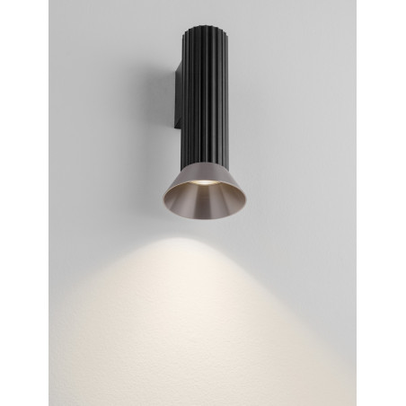 Kinkiet ryflowany Vialu | Loftowy design, czarny/brązowy | Decolab24
