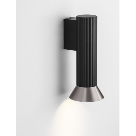 Kinkiet ryflowany Vialu | Loftowy design, czarny/brązowy | Decolab24