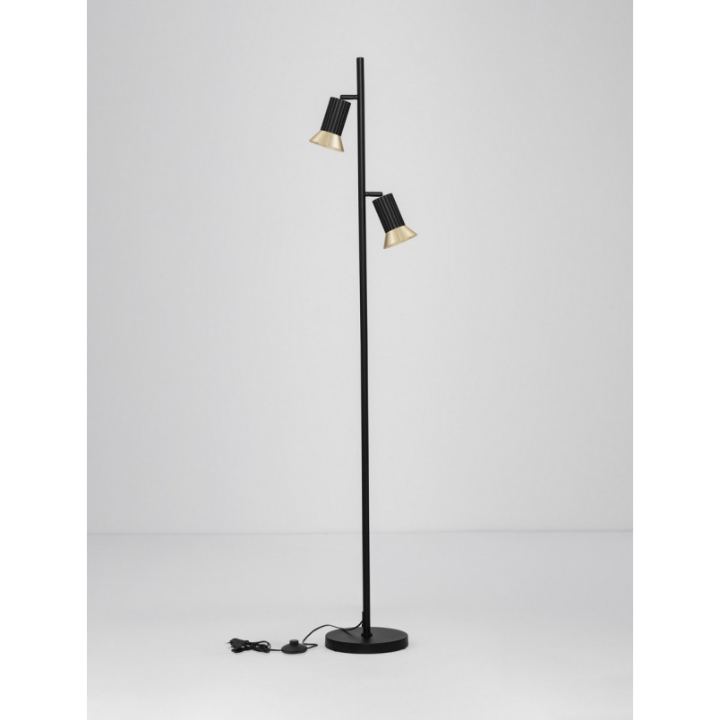 Lampa podłogowa Vialu | Loft, Czarny/Złoto | Decolab24