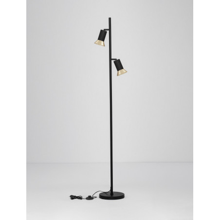 Lampa podłogowa Vialu | Loft, Czarny/Złoto | Decolab24