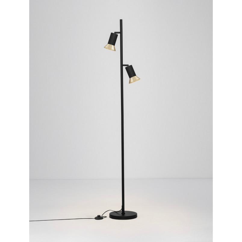 Lampa podłogowa Vialu | Loft, Czarny/Złoto | Decolab24