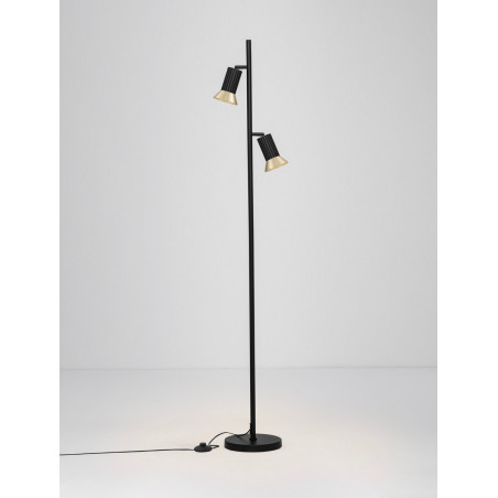 Lampa podłogowa Vialu | Loft, Czarny/Złoto | Decolab24
