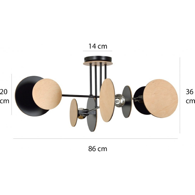 Lampa Zita IV Emibig | Drewniana, Sufitowa, 86cm - Kup Teraz!