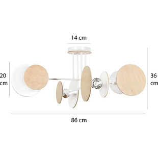 Lampa ze sklejki sufitowa Zita IV 86 biało-drewniana marki Emibig