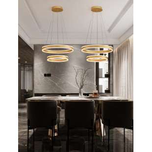 Lampa wisząca Raloa LED - 2 okręgi, złoty mosiądz | Decolab24