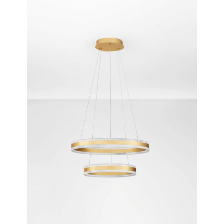 Lampa wisząca Raloa LED - 2 okręgi, złoty mosiądz | Decolab24