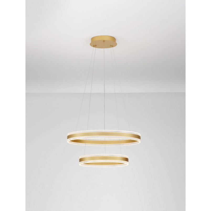 Lampa wisząca Raloa LED - 2 okręgi, złoty mosiądz | Decolab24
