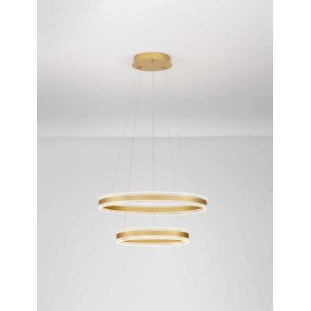 Lampa wisząca Raloa LED - 2 okręgi, złoty mosiądz | Decolab24