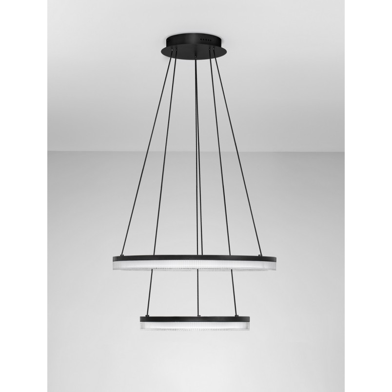 Lampa wisząca Lonal LED | 2 okręgi, czarna | Decolab24