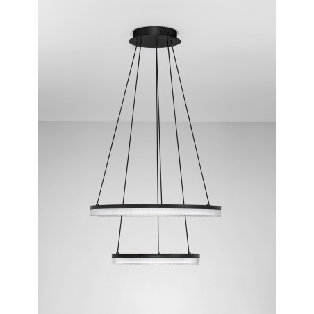 Lampa wisząca Lonal LED | 2 okręgi, czarna | Decolab24