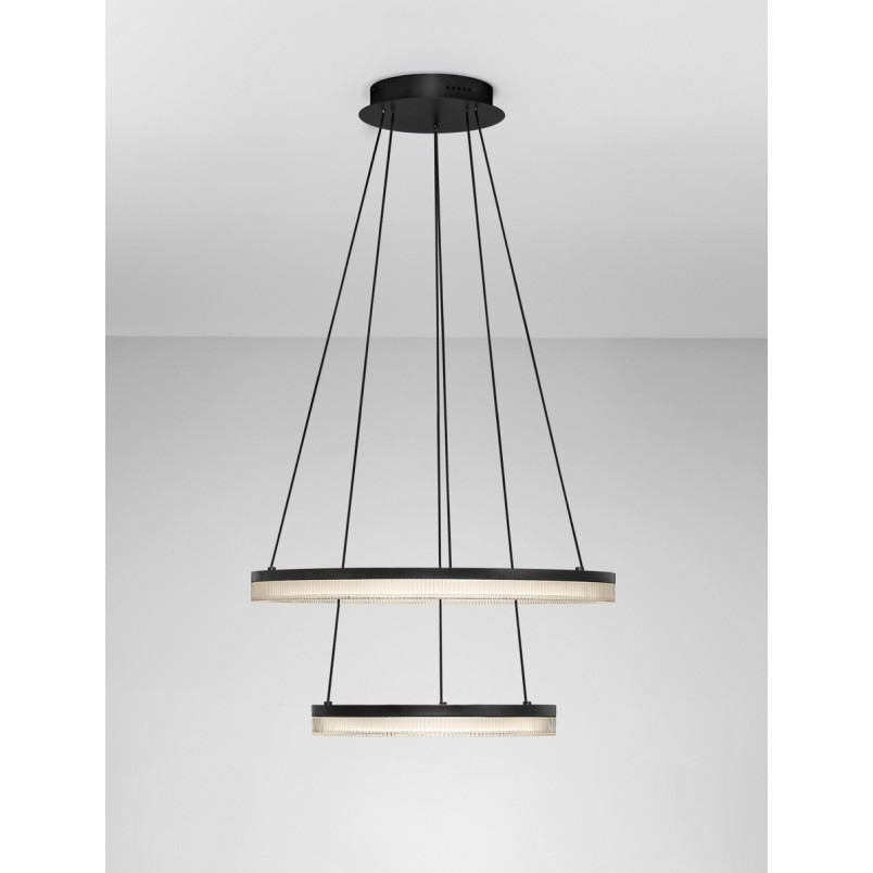 Lampa wisząca Lonal LED | 2 okręgi, czarna | Decolab24
