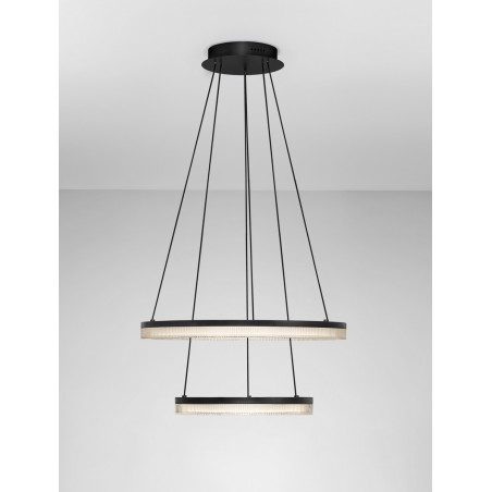 Lampa wisząca Lonal LED | 2 okręgi, czarna | Decolab24