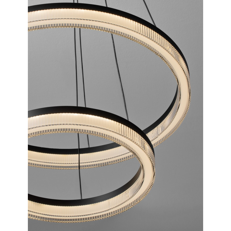 Lampa wisząca Lonal LED | 2 okręgi, czarna | Decolab24