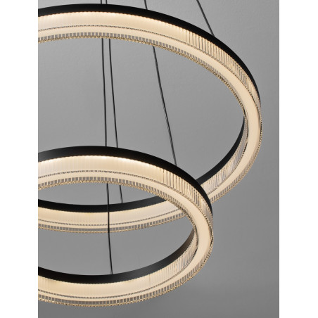 Lampa wisząca Lonal LED | 2 okręgi, czarna | Decolab24