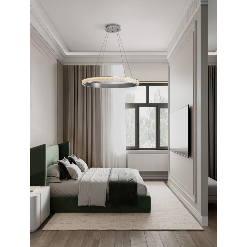 Lampa wisząca Ketene LED - Kryształowa, Srebrna | Decolab24