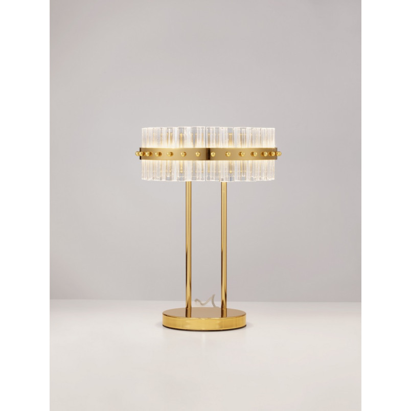 Lampa stołowa Zoke LED Glamour | Złote Szkło | Decolab24