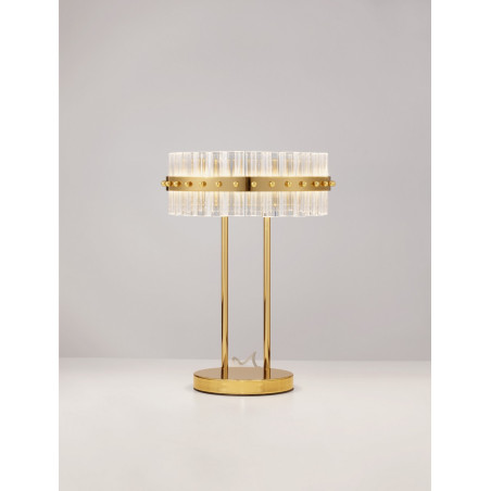 Lampa stołowa Zoke LED Glamour | Złote Szkło | Decolab24