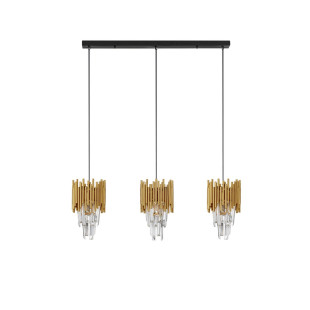 Lampa wisząca Limagona | Kryształowa, 3 punkty, Złota - Decolab24