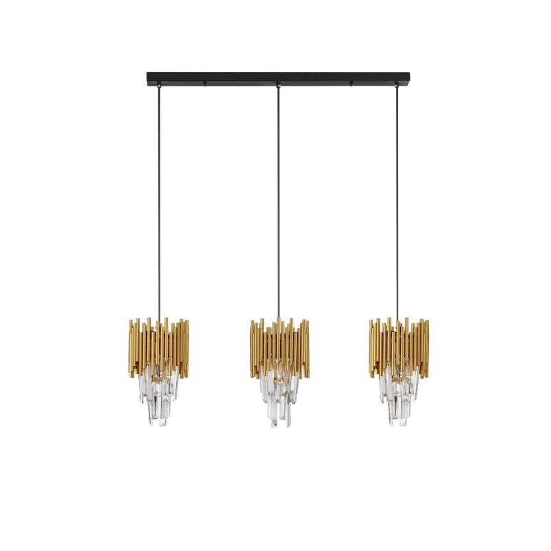 Lampa wisząca Limagona | Kryształowa, 3 punkty, Złota - Decolab24