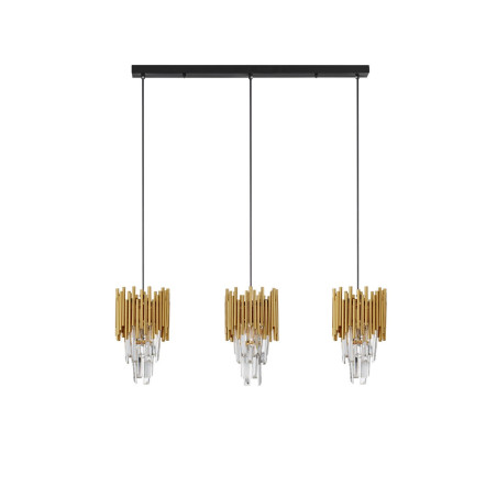 Lampa wisząca Limagona | Kryształowa, 3 punkty, Złota - Decolab24