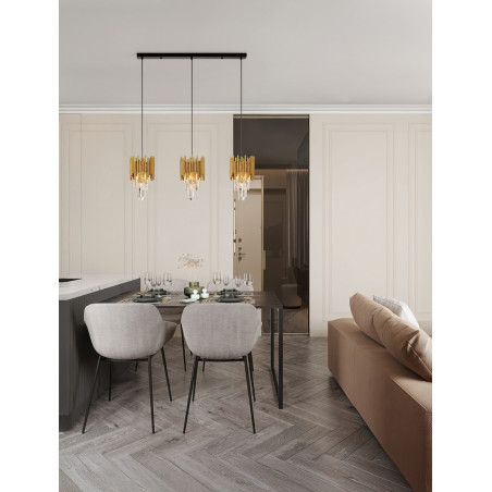 Lampa wisząca Limagona | Kryształowa, 3 punkty, Złota - Decolab24