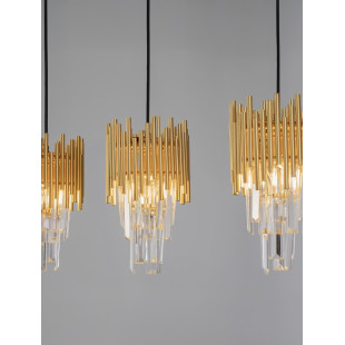 Lampa wisząca Limagona | Kryształowa, 3 punkty, Złota - Decolab24