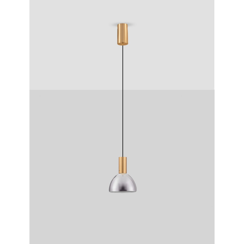 Lampa wisząca Viox LED - Szkło dymione, Mosiądz | Decolab24