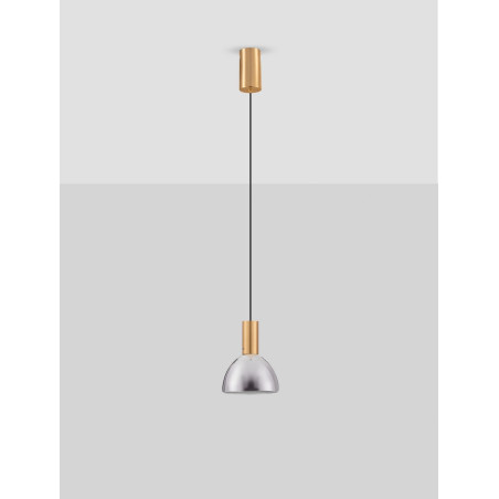 Lampa wisząca Viox LED - Szkło dymione, Mosiądz | Decolab24