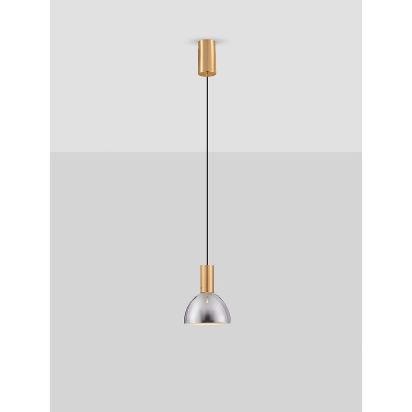 Lampa wisząca Viox LED - Szkło dymione, Mosiądz | Decolab24