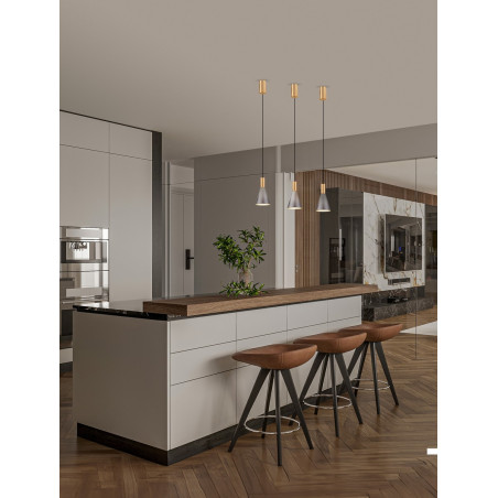 Lampa wisząca Viox LED - Szkło dymione, mosiądz | Decolab24