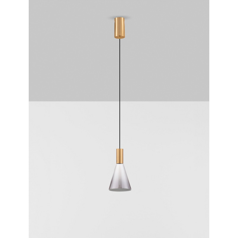 Lampa wisząca Viox LED - Szkło dymione, mosiądz | Decolab24