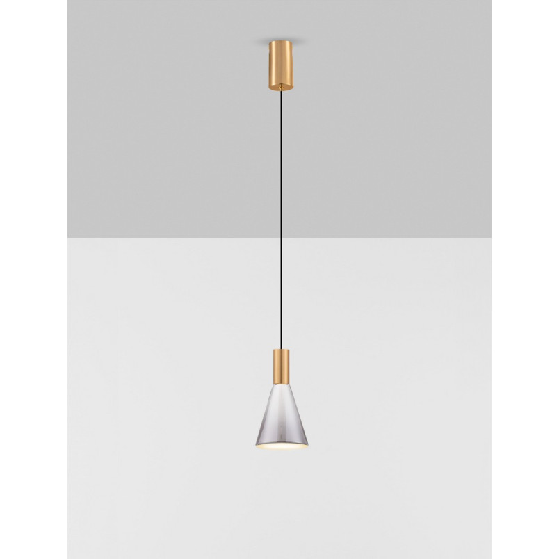 Lampa wisząca Viox LED - Szkło dymione, mosiądz | Decolab24