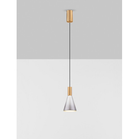 Lampa wisząca Viox LED - Szkło dymione, mosiądz | Decolab24