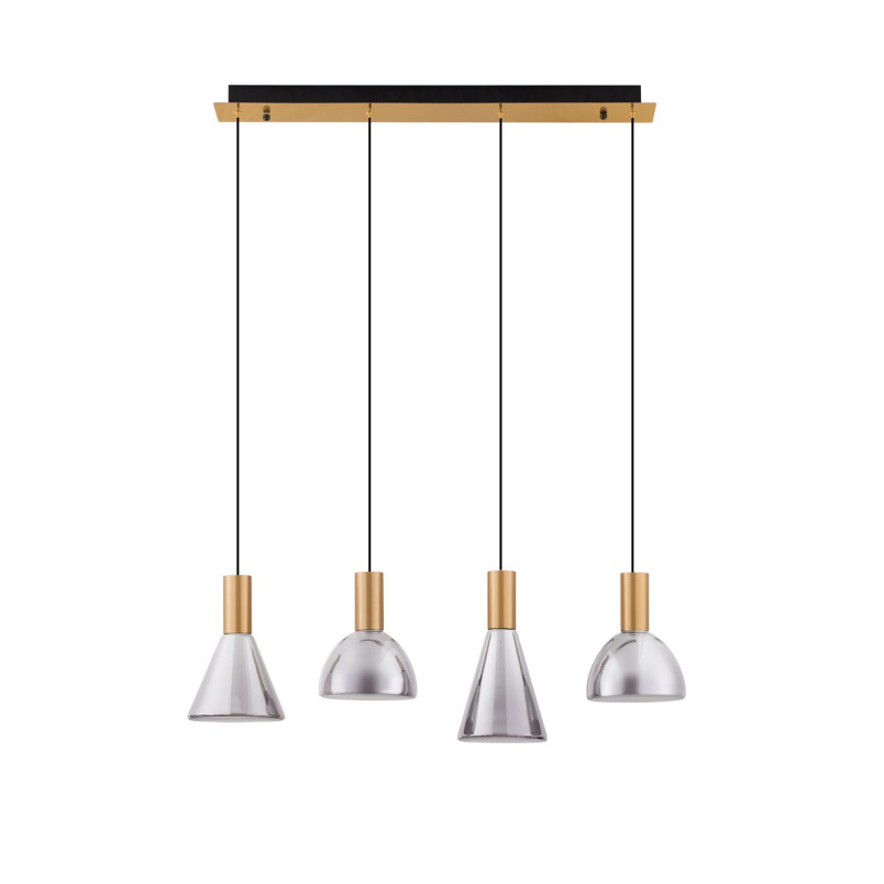 Lampa wisząca Viox LED - Szkło dymione, mosiądz | Decolab24