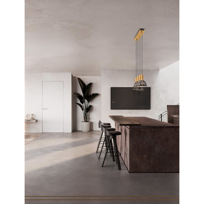 Lampa wisząca Viox LED - Szkło dymione, mosiądz | Decolab24