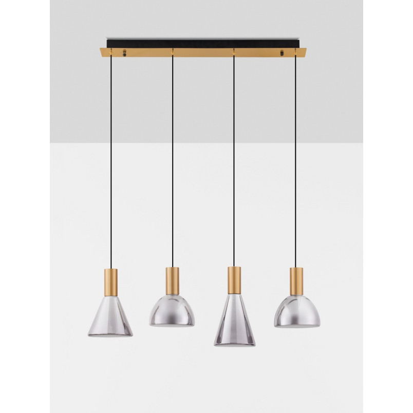 Lampa wisząca Viox LED - Szkło dymione, mosiądz | Decolab24