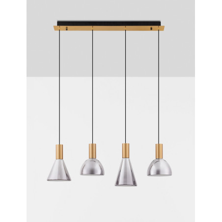Lampa wisząca Viox LED - Szkło dymione, mosiądz | Decolab24