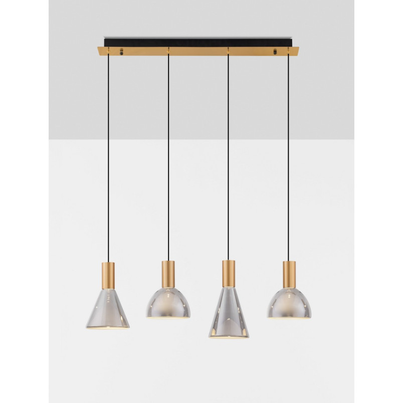 Lampa wisząca Viox LED - Szkło dymione, mosiądz | Decolab24