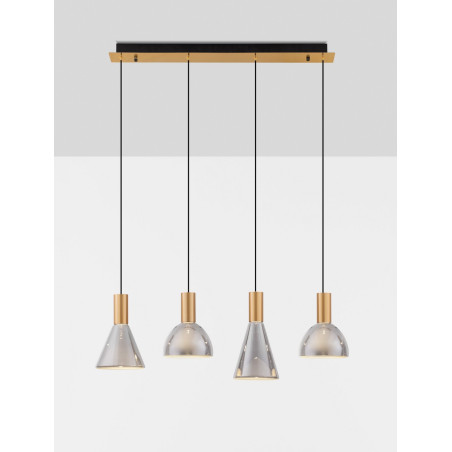 Lampa wisząca Viox LED - Szkło dymione, mosiądz | Decolab24
