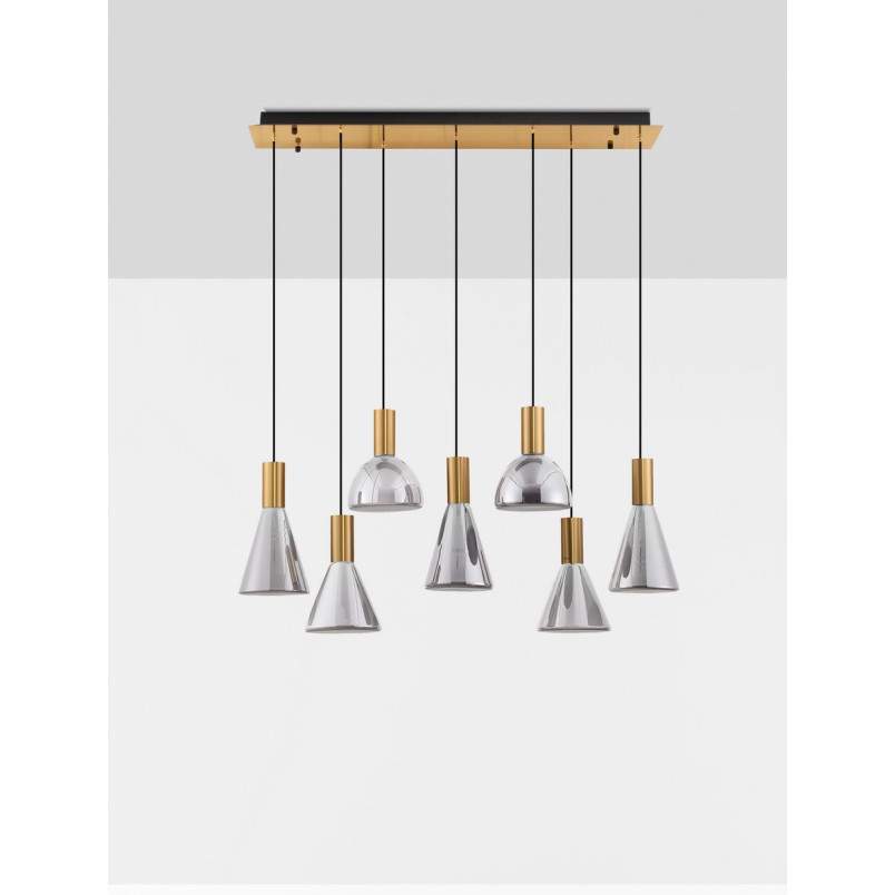 Lampa Viox LED - Szkło Dymione, Mosiądz | Decolab24