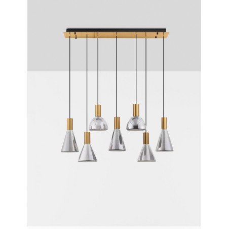 Lampa Viox LED - Szkło Dymione, Mosiądz | Decolab24