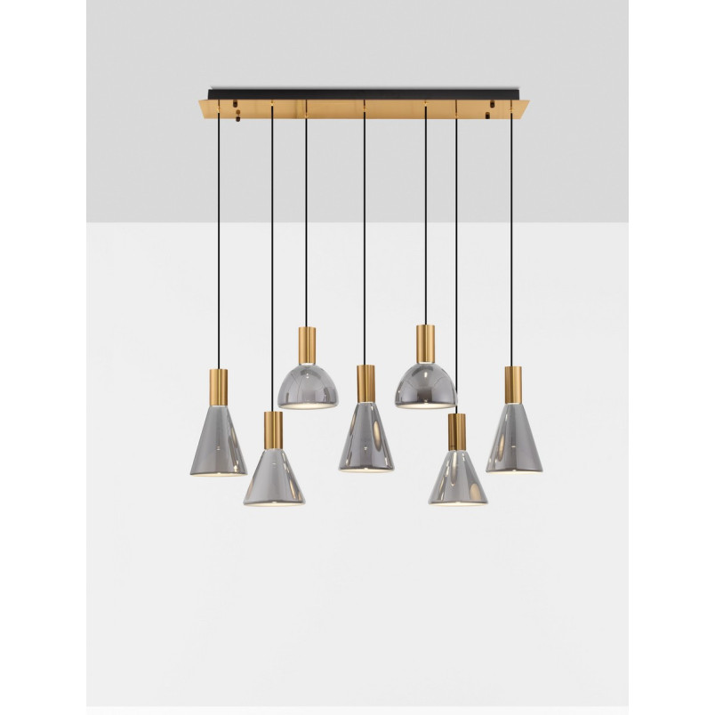 Lampa Viox LED - Szkło Dymione, Mosiądz | Decolab24
