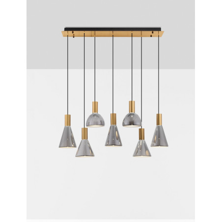 Lampa Viox LED - Szkło Dymione, Mosiądz | Decolab24