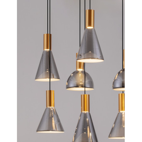 Lampa Viox LED - Szkło Dymione, Mosiądz | Decolab24