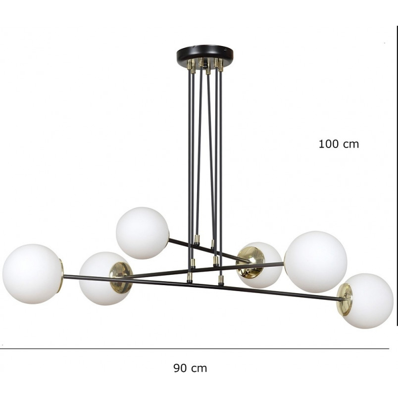 Lampa wisząca Emibig Ognis VI | Szklane kule, czarno-biała