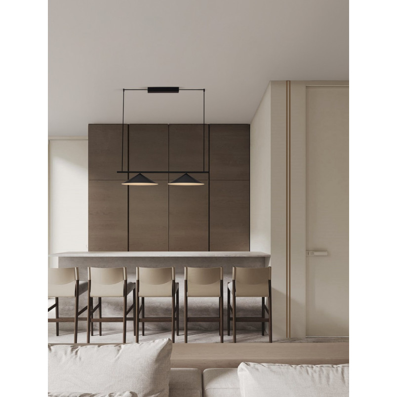 Lampa wisząca 2 stożki Luik LED 100cm czarna | Decolab24
