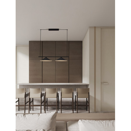 Lampa wisząca 2 stożki Luik LED 100cm czarna | Decolab24