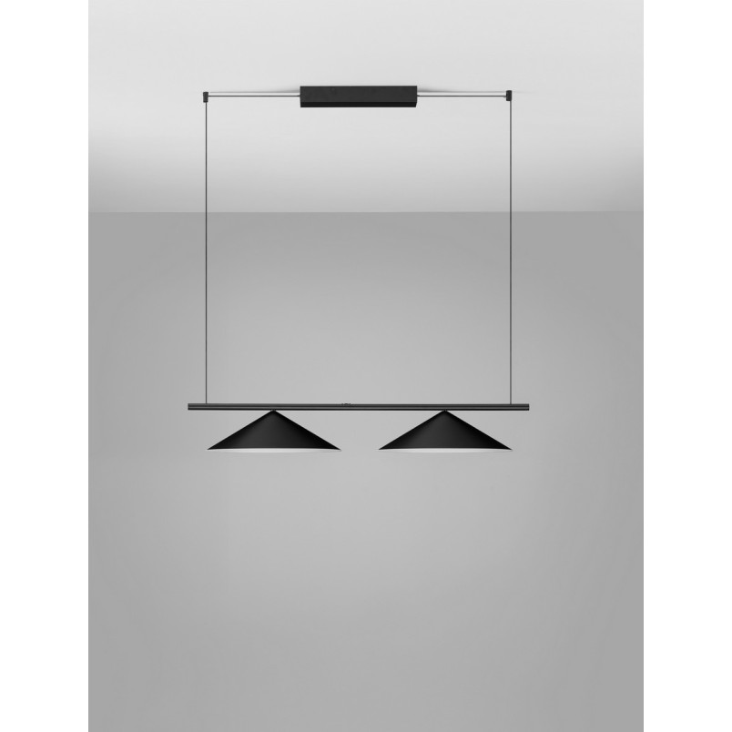 Lampa wisząca 2 stożki Luik LED 100cm czarna | Decolab24
