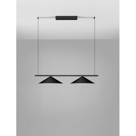 Lampa wisząca 2 stożki Luik LED 100cm czarna | Decolab24