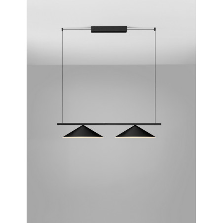 Lampa wisząca 2 stożki Luik LED 100cm czarna | Decolab24